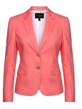 BANANA REPUBLIC® Womens 4P Coral Pink Cotton-Blend Career Blazer Jacket - Lined